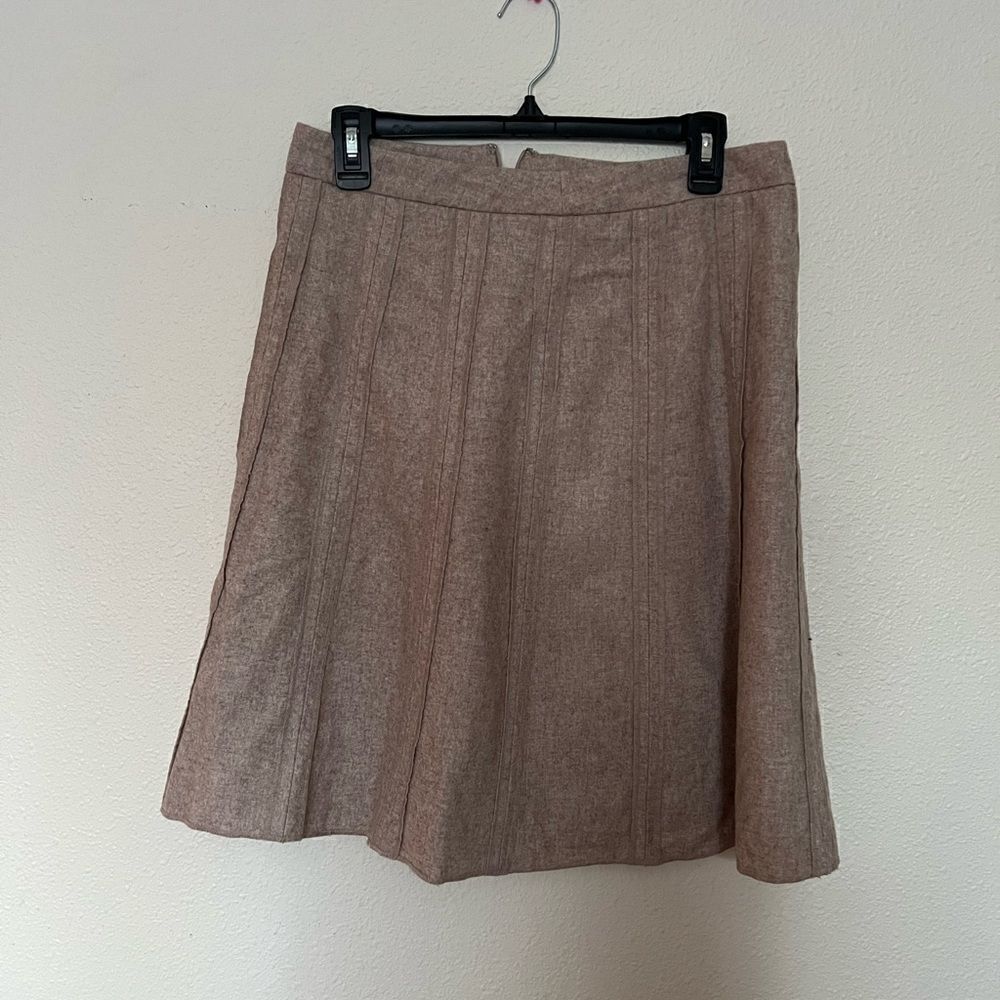 Merona Size 6 Women’s Tan Wool Pleated A-Line Flare Skirt Side Zipper